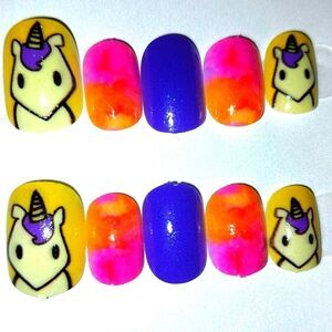 Kids custom Unicorn 10pc  press on nails for girls and teens